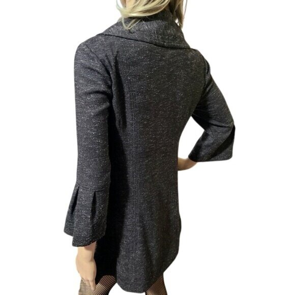 A. Byer Vintage Charcoal Gray Textured Coat Dress L Buttons Women's M Soft Girl - Picture 2 of 9